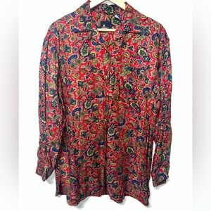 Vintage Lizsport‎ Colorful Women’s Blouse 100% Rayon Size Medium